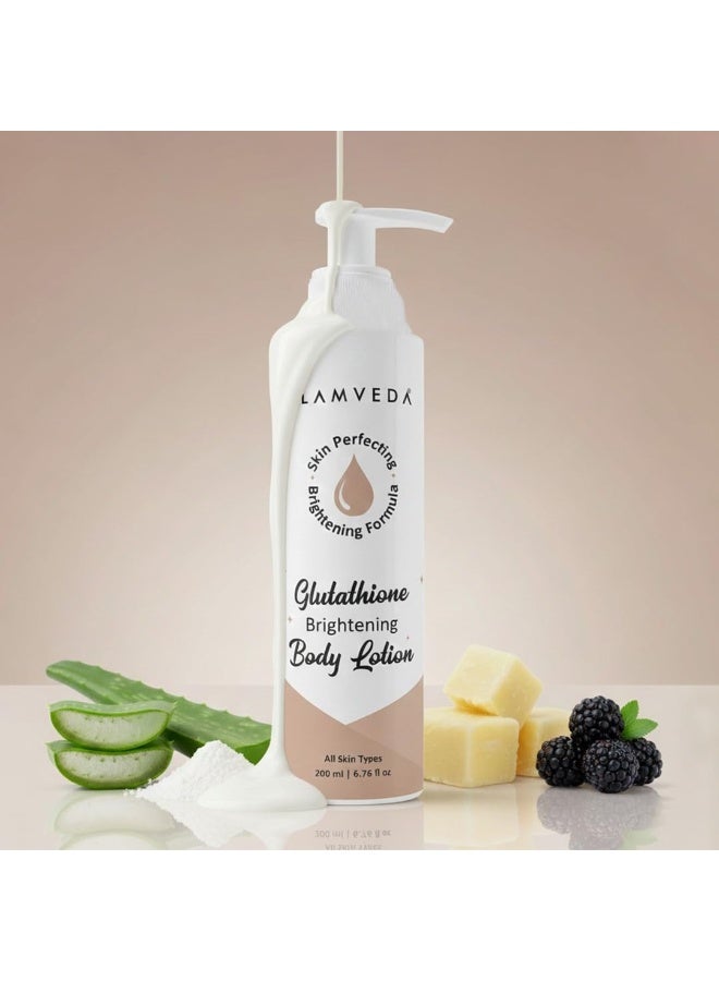 Glamveda Glutathione Body Lotion Moisturizer 200ml | 24hr Deep Moisturization | Skin Brightening | Non Greasy, Lightweight Hydrating Moisture for Glowing, Repairs & Softens Skin | All Skin Type - Image 1