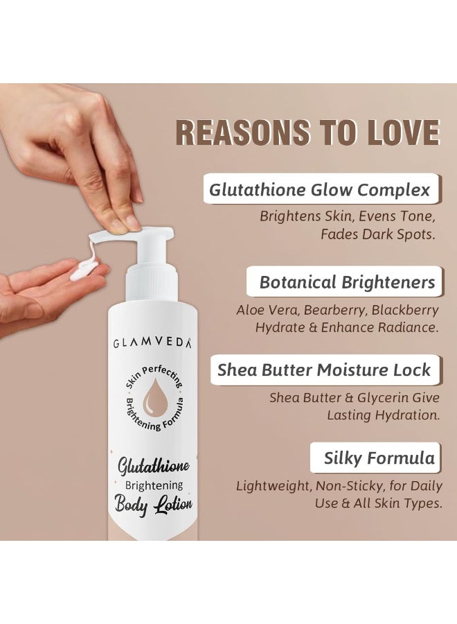 Glamveda Glutathione Body Lotion Moisturizer 200ml | 24hr Deep Moisturization | Skin Brightening | Non Greasy, Lightweight Hydrating Moisture for Glowing, Repairs & Softens Skin | All Skin Type - Image 4