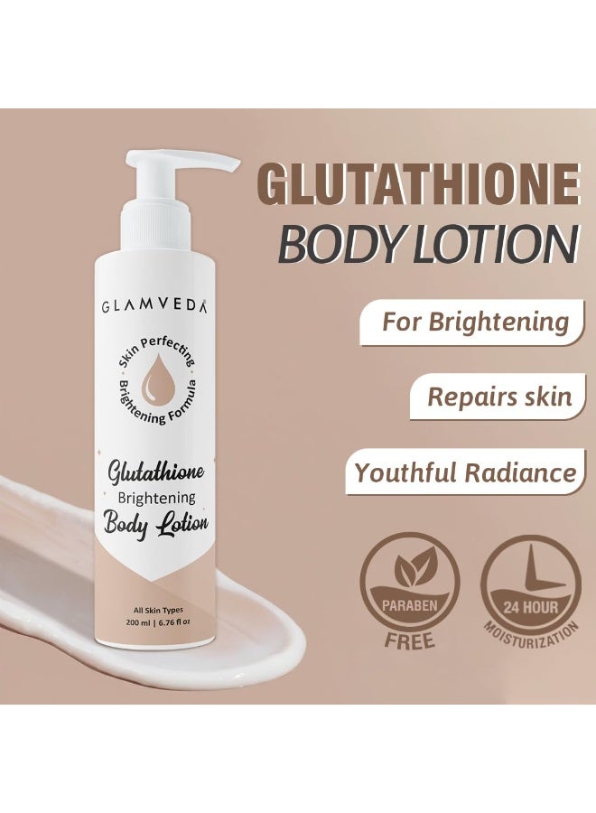 Glamveda Glutathione Body Lotion Moisturizer 200ml | 24hr Deep Moisturization | Skin Brightening | Non Greasy, Lightweight Hydrating Moisture for Glowing, Repairs & Softens Skin | All Skin Type - Image 2