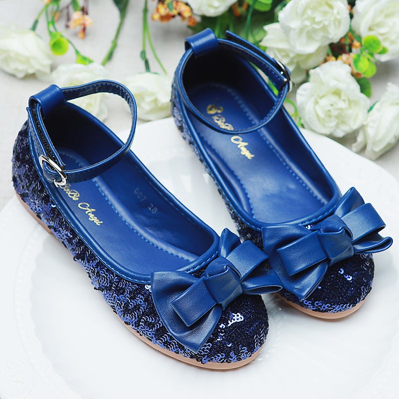Child Princess Red Crystal Stage Shoes Blue