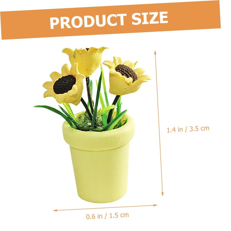 Mini Sunflower Bonsai Artificial Plant Potted Decor For Dollhouse Garden - Image 4