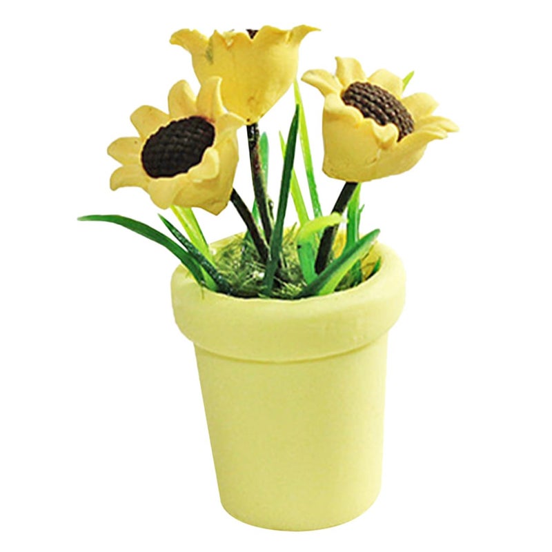 Mini Sunflower Bonsai Artificial Plant Potted Decor For Dollhouse Garden - Image 2
