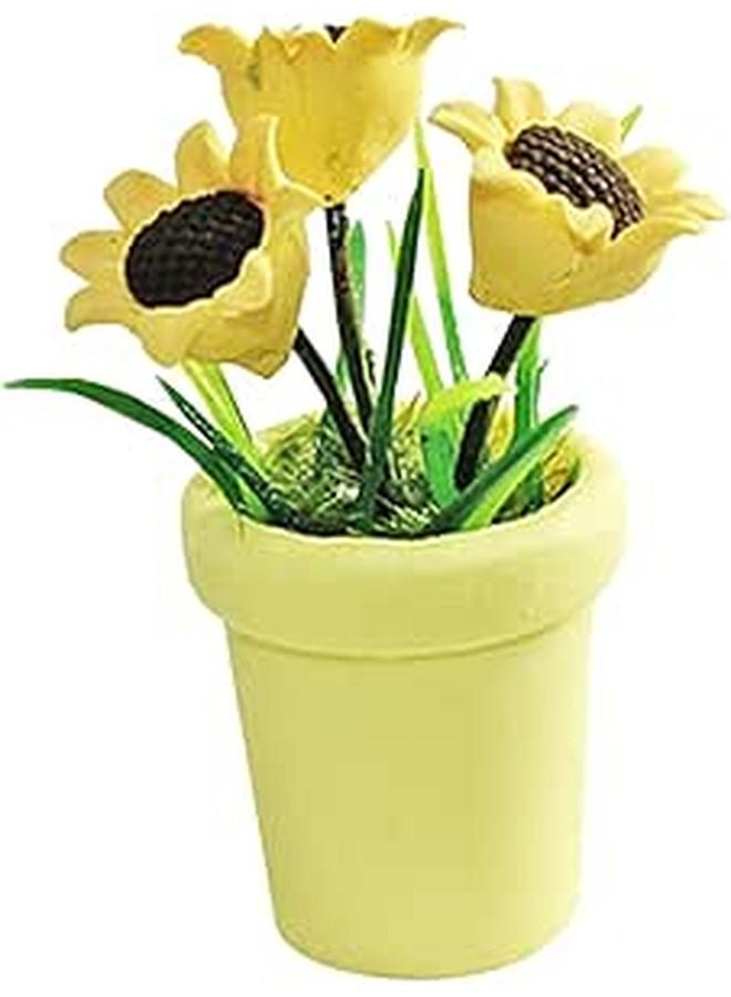 Mini Sunflower Bonsai Artificial Plant Potted Decor For Dollhouse Garden - Image 1