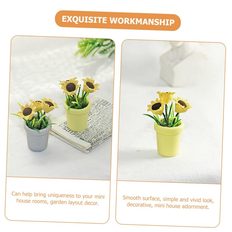 Mini Sunflower Bonsai Artificial Plant Potted Decor For Dollhouse Garden - Image 5