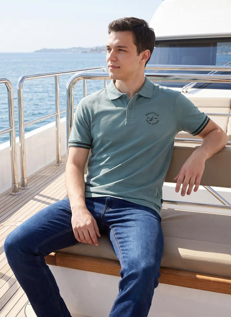 Nautica  Men's Polo Regular Fit Short Sleeve Premium Essentials Cotton Polo - ScamBlue for Men | Best Price UAE