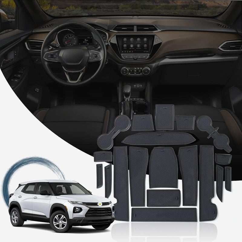 RUIYA 19-Piece Door Gate Slot Mats Set for 2021-2022 Trailblazer - Non-Slip Center Console Liner - Image 1