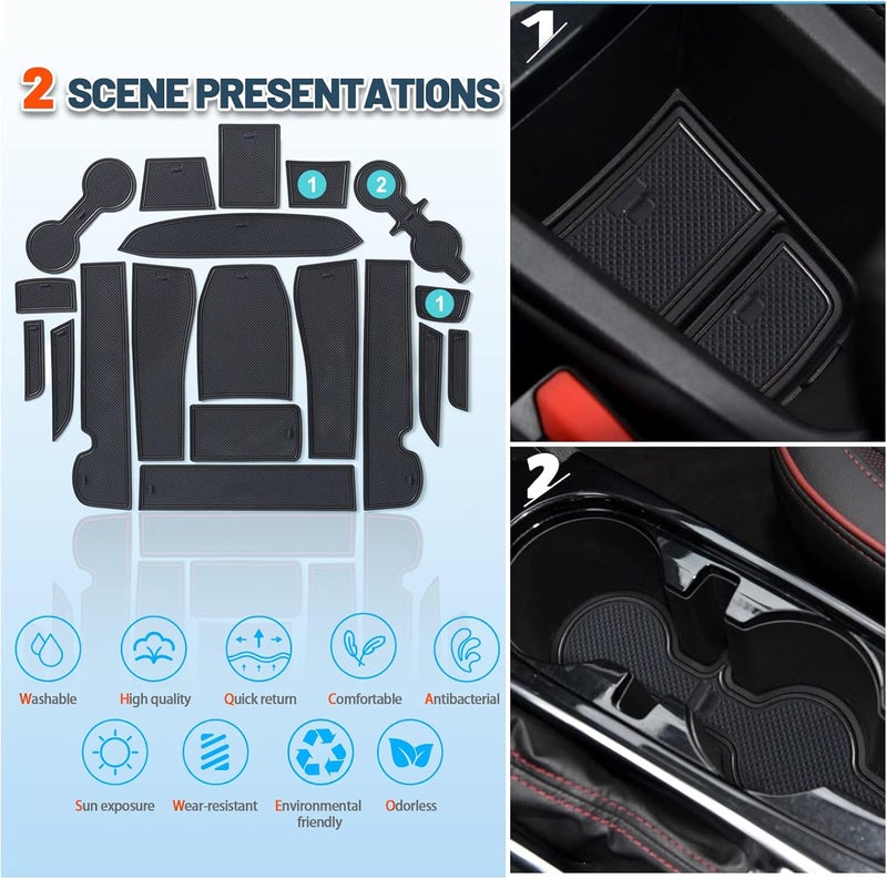 RUIYA 19-Piece Door Gate Slot Mats Set for 2021-2022 Trailblazer - Non-Slip Center Console Liner - Image 3