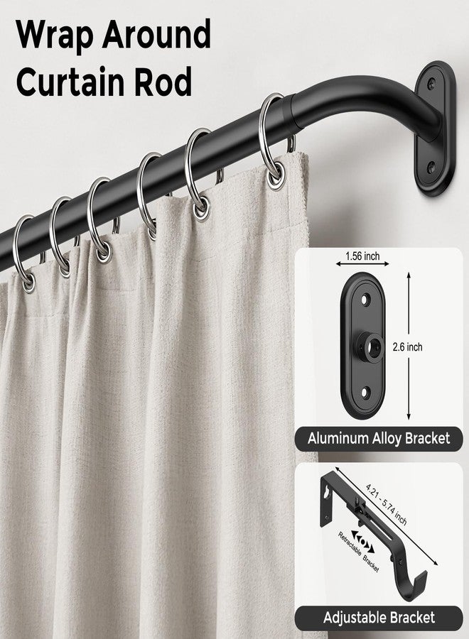 Wolistsa Wrap Around Black Curtain Rod, Ceiling Blackout Heavy Duty Curtain Rods for Windows 28 to 48 Inch, 1" Adjustable Curved Matel Bedroom Outdoor Window Treatment Rods with Aluminium Finial - Image 2