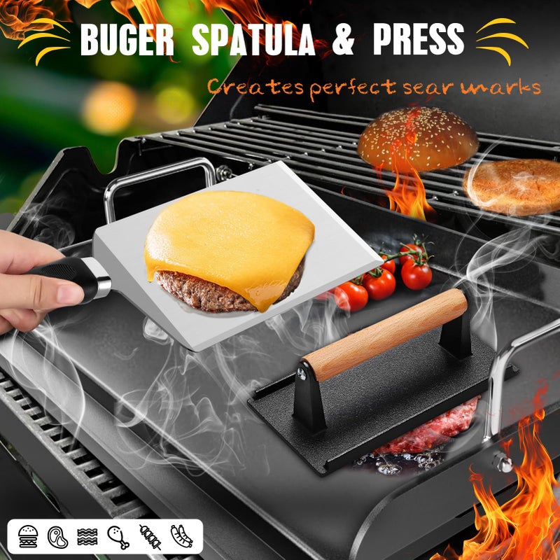 RINPIR 33PCS Griddle Accessories Kit for Blackstone, Flat Top Grill Accessories Tools with Cooling Rack, Melting Dome and Burger Press, Professional Hibachi Spatula Gift Set for Outdoor Teppanyaki BBQ - Image 4
