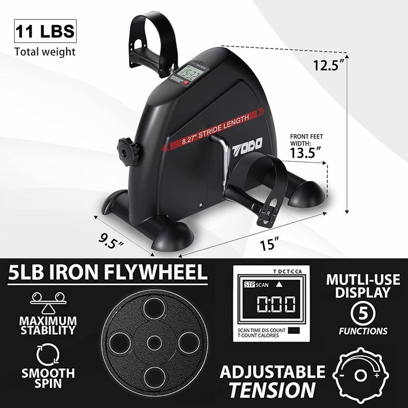 TODO Mini Exercise Bike Pedal Exerciser Foot Peddler Portable Therapy Bicycle with Digital Monitor - Image 2