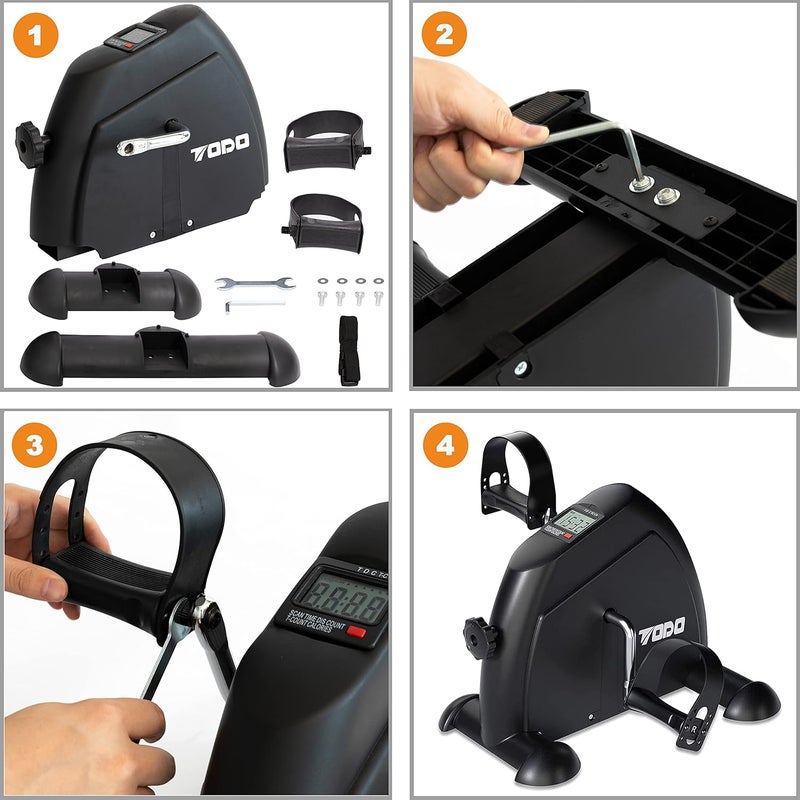 TODO Mini Exercise Bike Pedal Exerciser Foot Peddler Portable Therapy Bicycle with Digital Monitor - Image 5