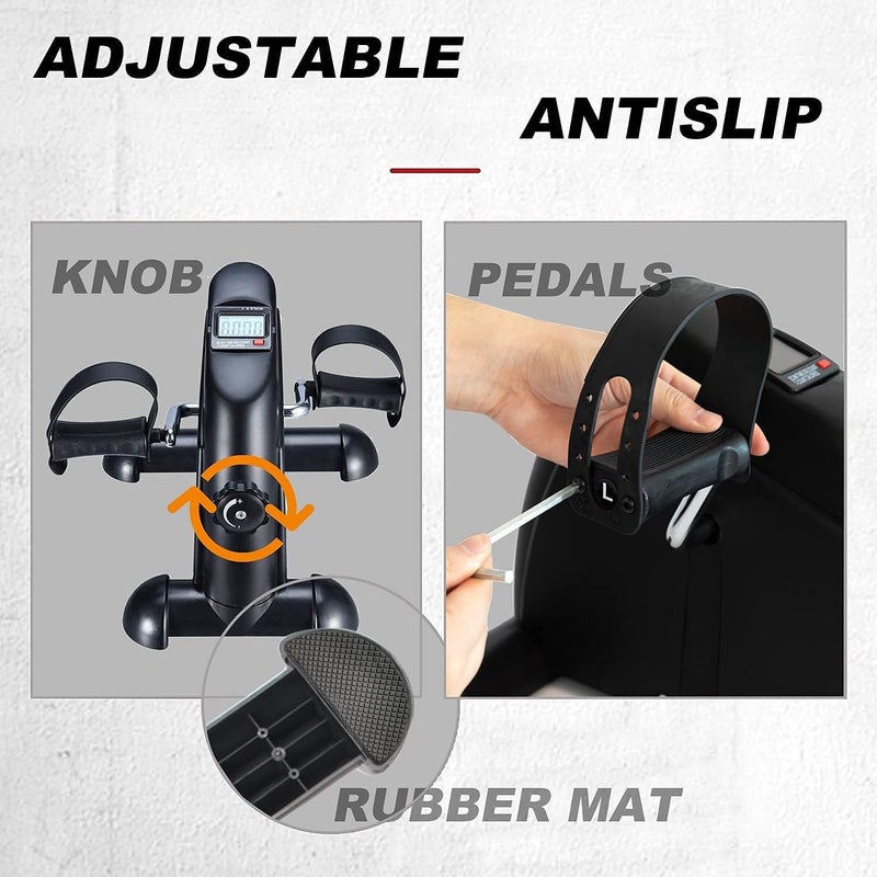 TODO Mini Exercise Bike Pedal Exerciser Foot Peddler Portable Therapy Bicycle with Digital Monitor - Image 3