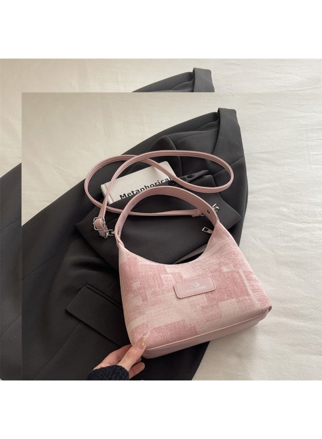 Patchwork Plaid Fabric Underarm Hobo Shoulder Bag Light Color PU Trim Detachable Metal Chain Strap Brand Leather Label Zipper Closure Medium Capacity Handbag For Daily Commute Campus Shopping Fresh Sweet Outfits - Image 1