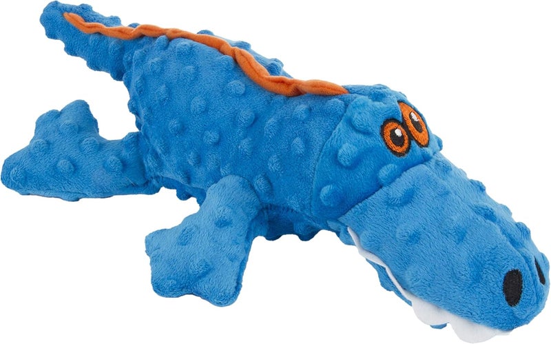 goDog Gators Squeaker Plush Pet Toy for Dogs & Puppies, Soft & Durable, Tough & Chew Resistant, Reinforced Seams - Blue, Large - Image 1