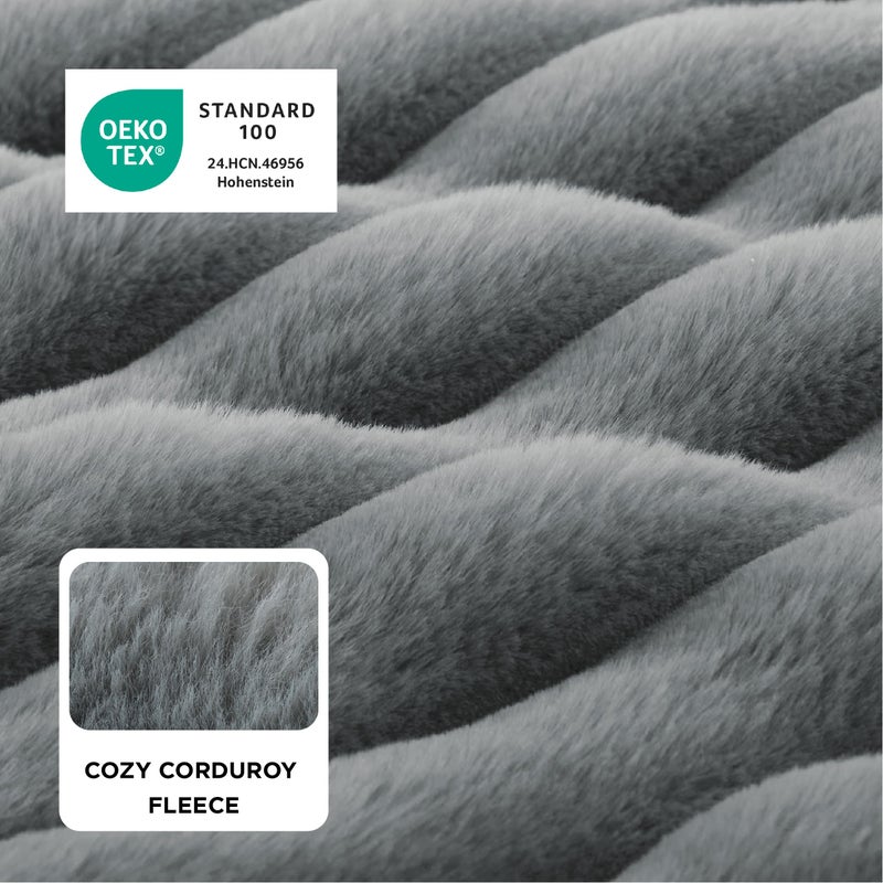 Bedsure ComfyFleeceâ„¢ Orthopedic Dog Bed for Small Dogs, Waterproof Memory Foam Small Pet Beds with Sides, Non-Slip Bottom and Egg-Crate Foam Medium Dog Couch Sofa with Washable Corduroy Cover, Grey - Image 2