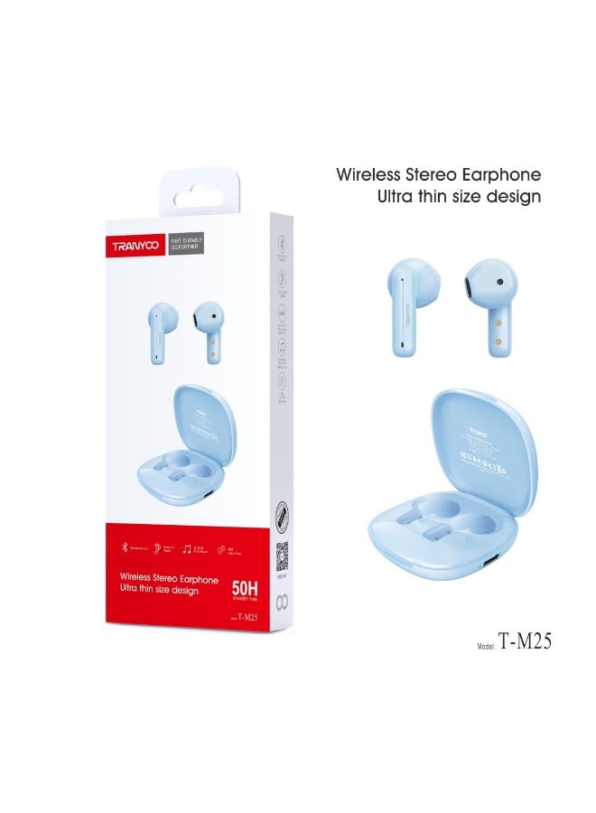 TRANYOO TM-25 Wireless Stereo Headphone Ultra Thin Size Design TWS with Bass - Image 2