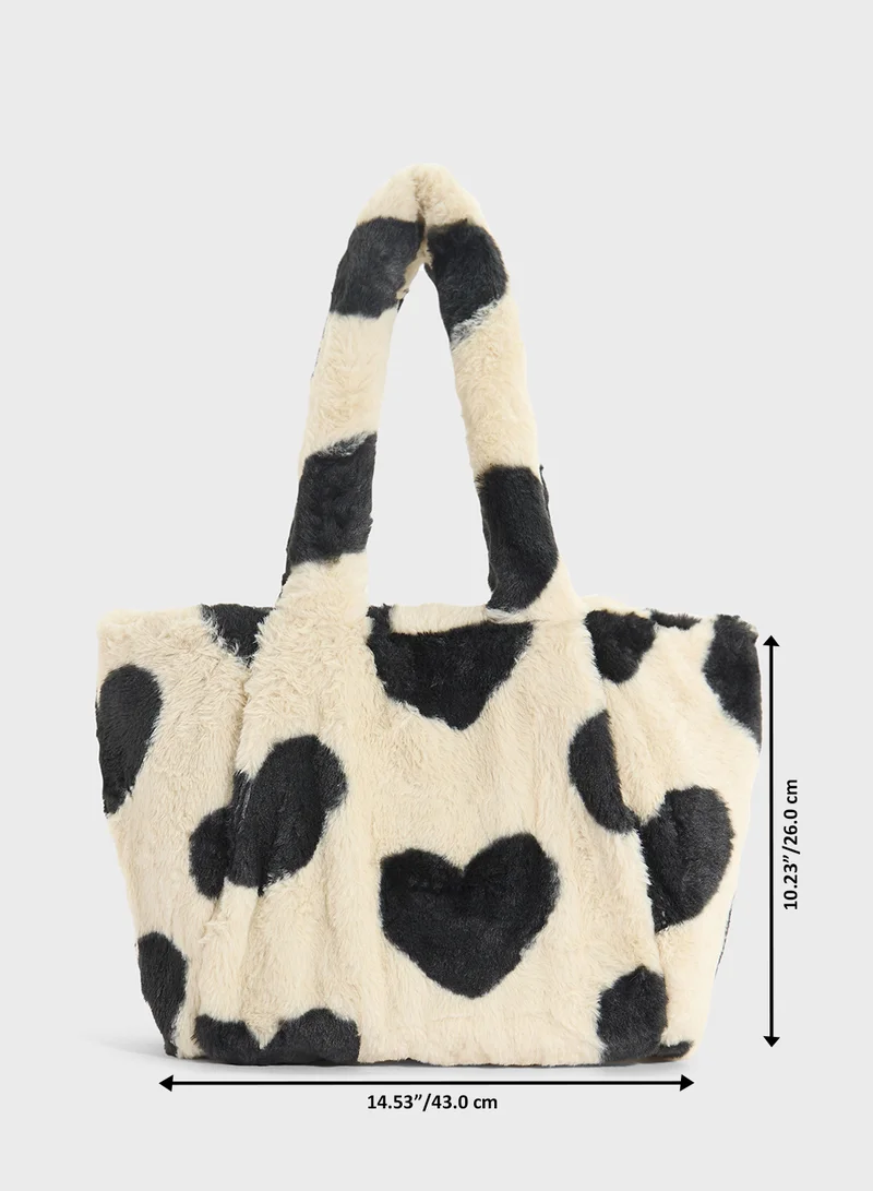 Skinnydip London Ella Heart Fluffy Tote Bag