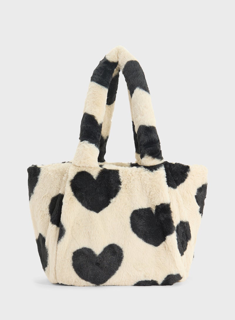 Skinnydip London Ella Heart Fluffy Tote Bag  - Image 2