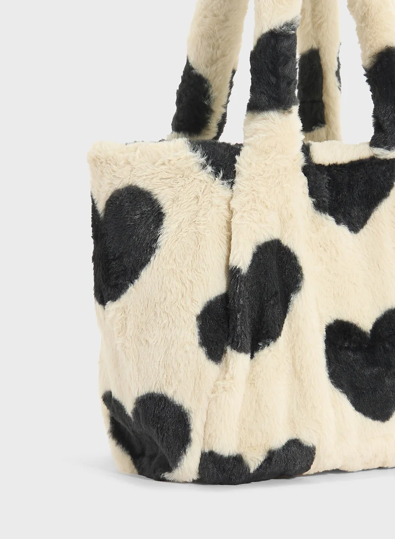 Skinnydip London Ella Heart Fluffy Tote Bag