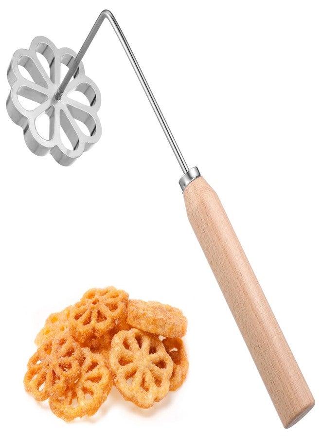 MUCKLILY Bunuelos Mold with Handle 10.43X3.62X0.86In Aluminum Baking Mold for Flower Bunuelos Cookie and Waffle Making Tool with Intricate Floral Pattern for Holiday and Festive Baking - Image 1