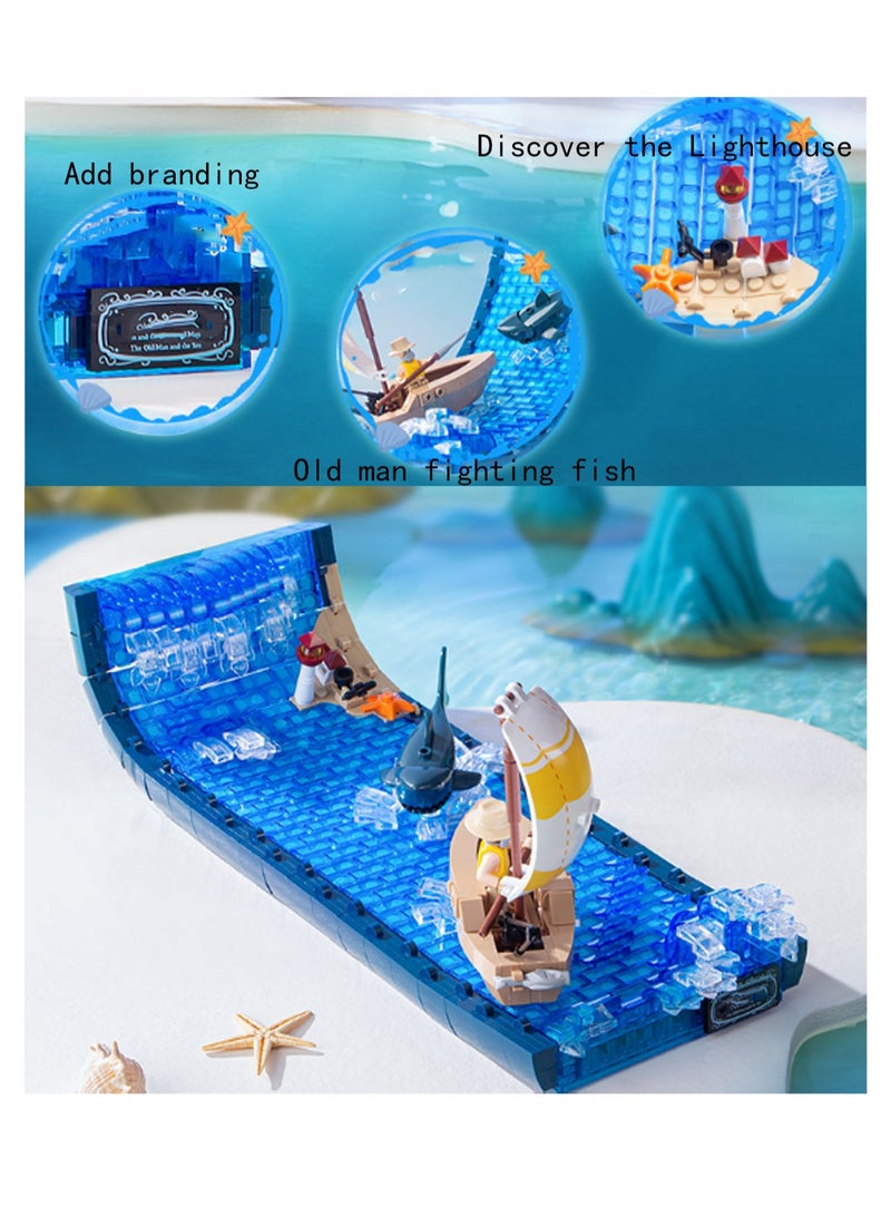 The Old Man And The Sea 3d Scroll Model Set Building Blocks Creative Diy Collection Building Assembling Toys Children Adult Home Decorations - Image 3