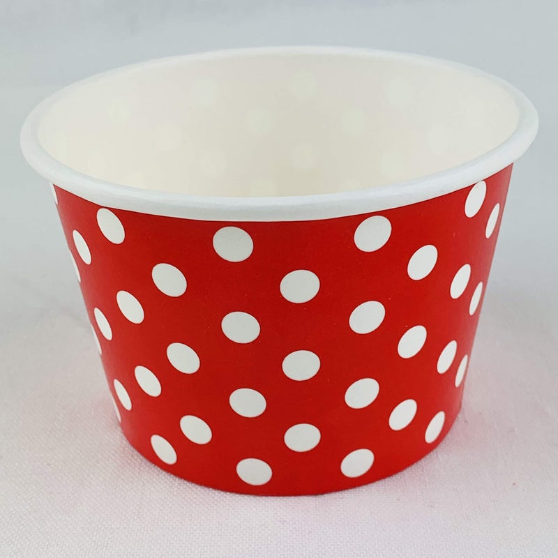 Worlds Paper Ice Cream Cups Polka Dot Paper Yogurt Cups 8oz Red 50 pack - Image 2
