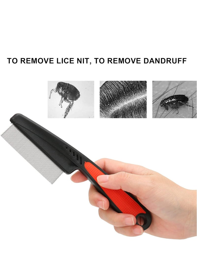 Oasisgalore - Stainless Steel Head Flea Lice Comb，Fine Tooth Comb Get Rid of Hair Nit, Hair Grooming Comb for Kids Adults Pets - Image 1
