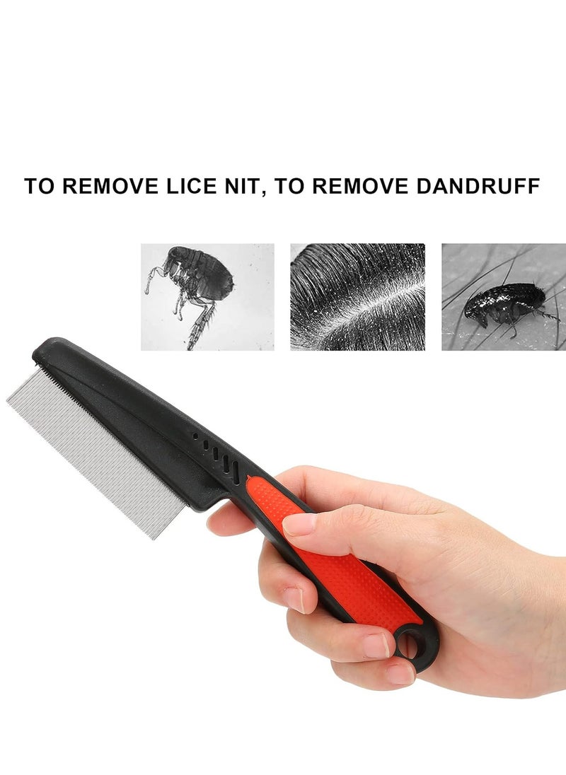 Oasisgalore - Stainless Steel Head Flea Lice Comb，Fine Tooth Comb Get Rid of Hair Nit, Hair Grooming Comb for Kids Adults Pets - Image 1