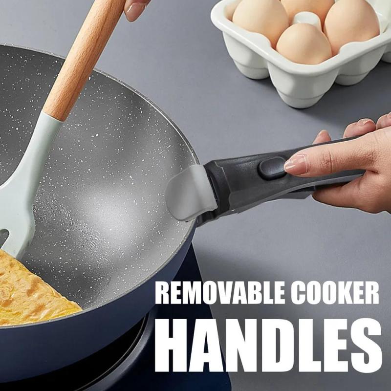 Detachable Cookware Handle Heat-Resistant Bakelite Silicone Stainless Steel - One-Touch Opening Closing for Kitchen Pots Pans - Image 4
