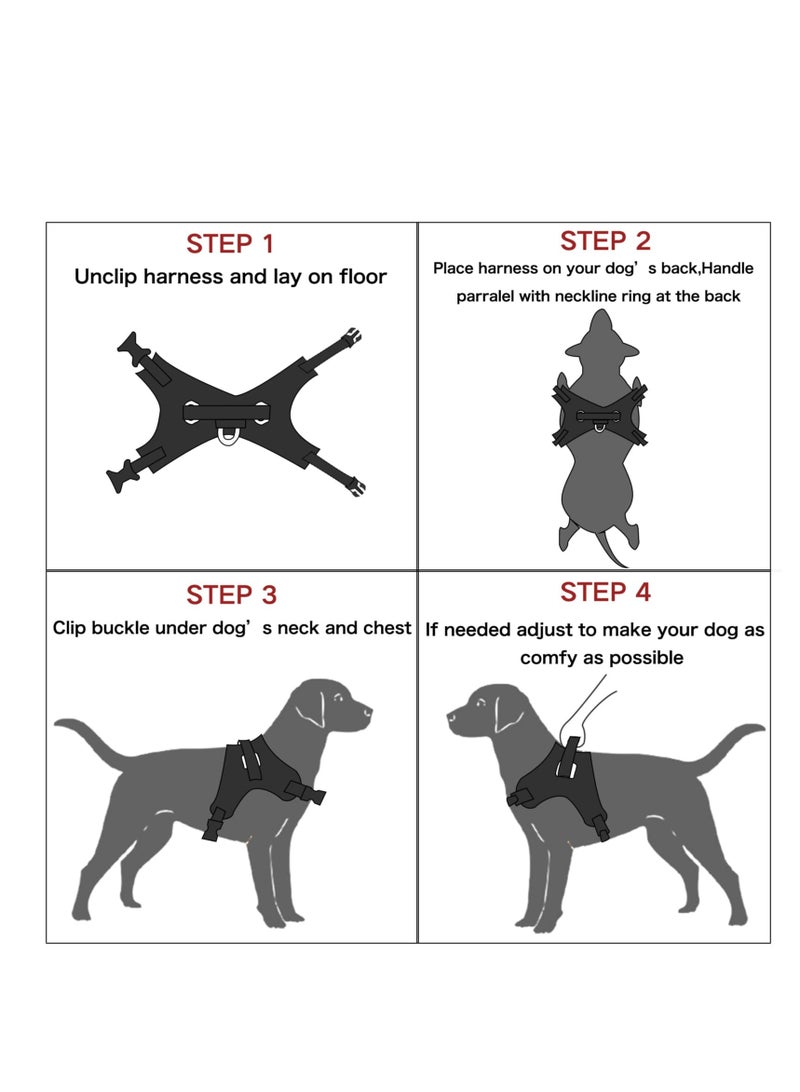 Zikra Dog Harness,Breathable Adjustable Pet Harness Dog Vest Harness, Reflective Oxford Easy Control Dog Harness with Sturdy Handle for Small Medium Large Dogs L-Black - Image 3