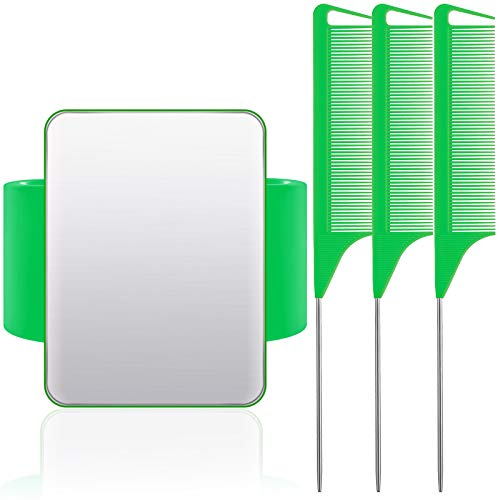 WILLBOND Magnetic Gel Wrist Band for Braiding Hair Magnetic Bobby Pin Holder Wrist Sewing Pincushion with 3 Pcs Stainless Steel Pintail Comb for Hair Clips(Green) - Image 1