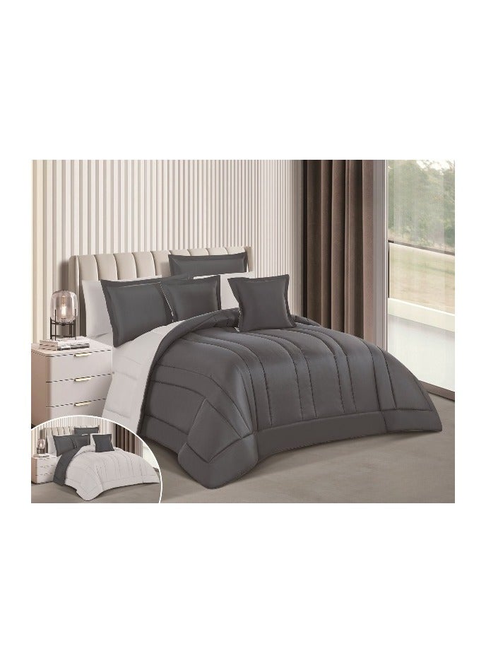 Brides Plain double quilt, 2×1, two sides, 8 pieces, size 240×260 cm, grey/grey - Image 1