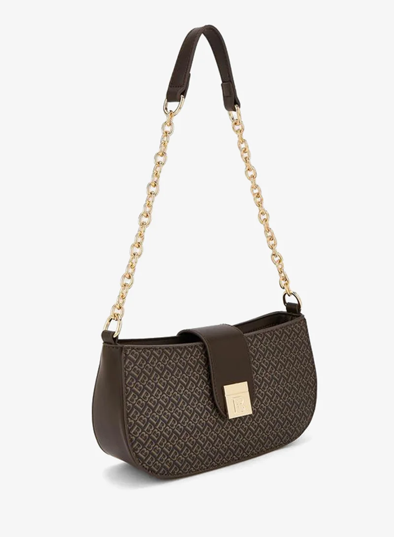 Flora Bella By Shoexpress brown Monogram Print Shoulder Bag With Magnetic Snap Closure for Women | Best Price UAE