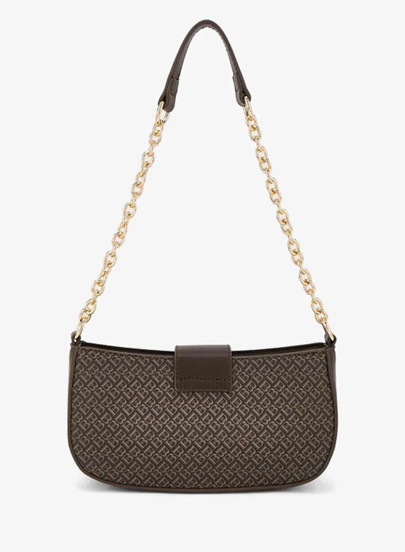 Flora Bella By Shoexpress brown Monogram Print Shoulder Bag With Magnetic Snap Closure for Women | Best Price UAE