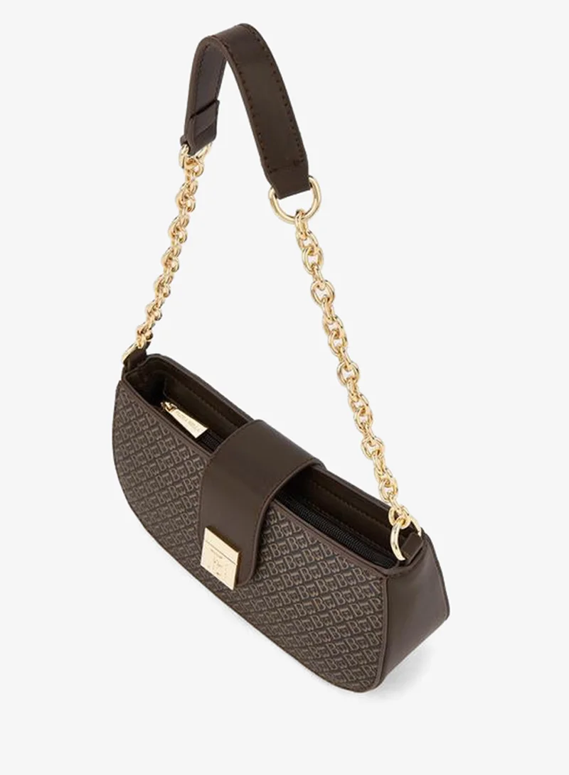 Flora Bella By Shoexpress brown Monogram Print Shoulder Bag With Magnetic Snap Closure for Women | Best Price UAE