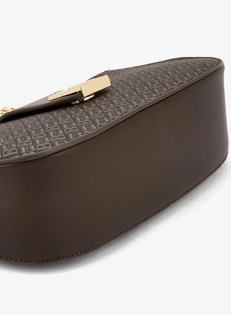 Flora Bella By Shoexpress brown Monogram Print Shoulder Bag With Magnetic Snap Closure for Women | Best Price UAE