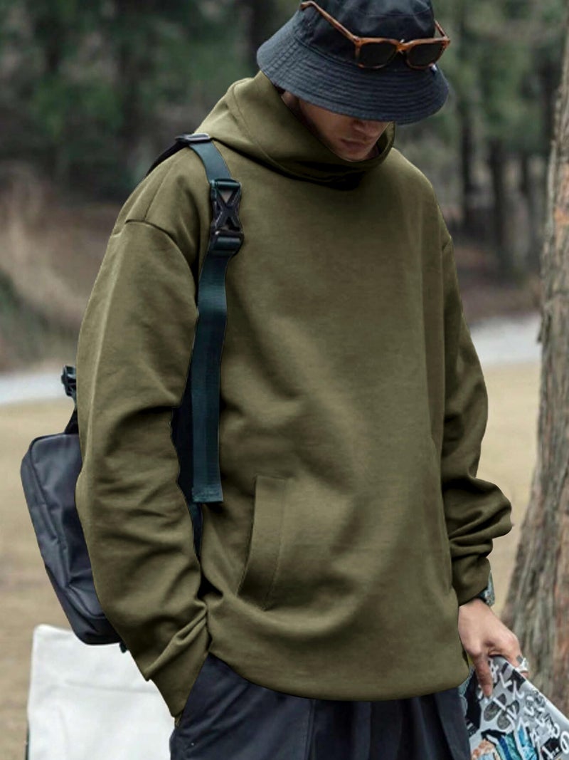 Noble Monk Mens Sweatshirt Hoodie with Pocket|Full Sleeve|Winter wear |Drop Shoulder Olive Green - Image 2