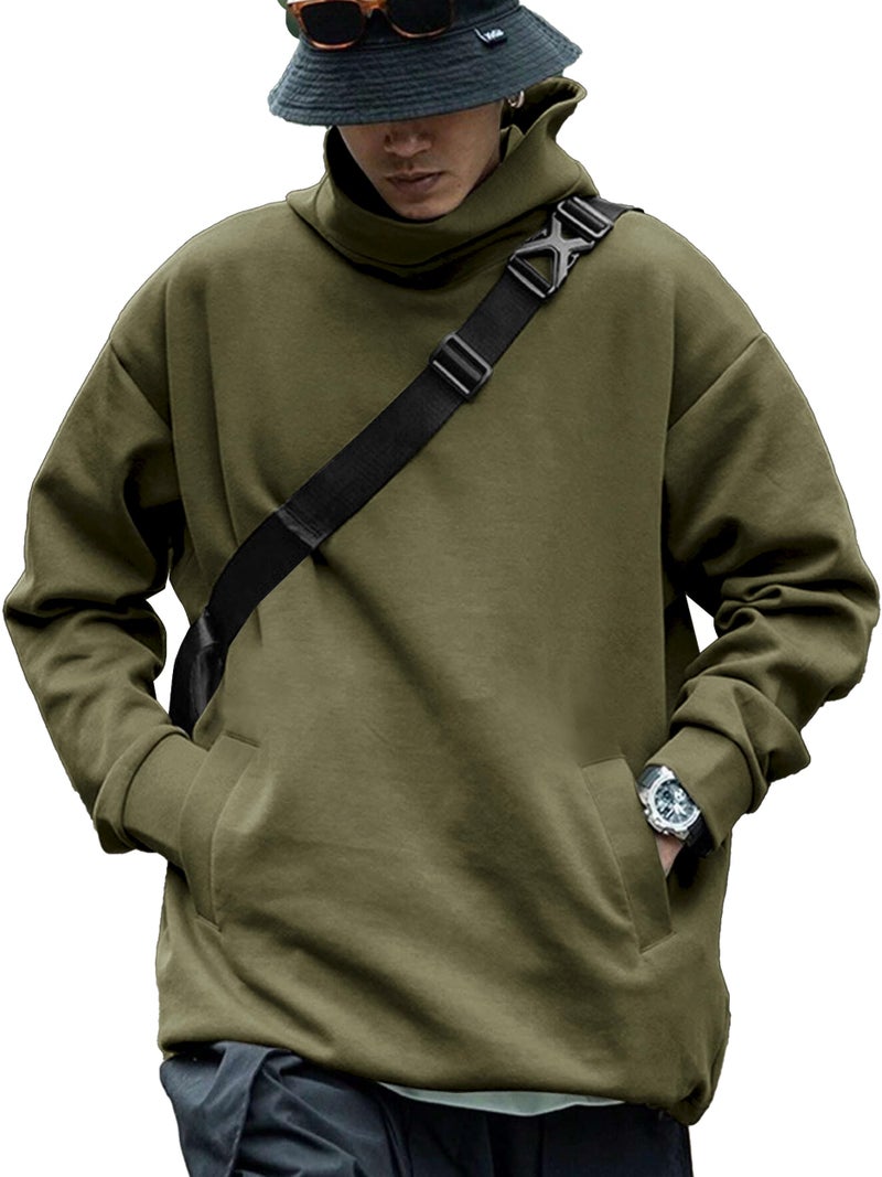 Noble Monk Mens Sweatshirt Hoodie with Pocket|Full Sleeve|Winter wear |Drop Shoulder Olive Green - Image 5