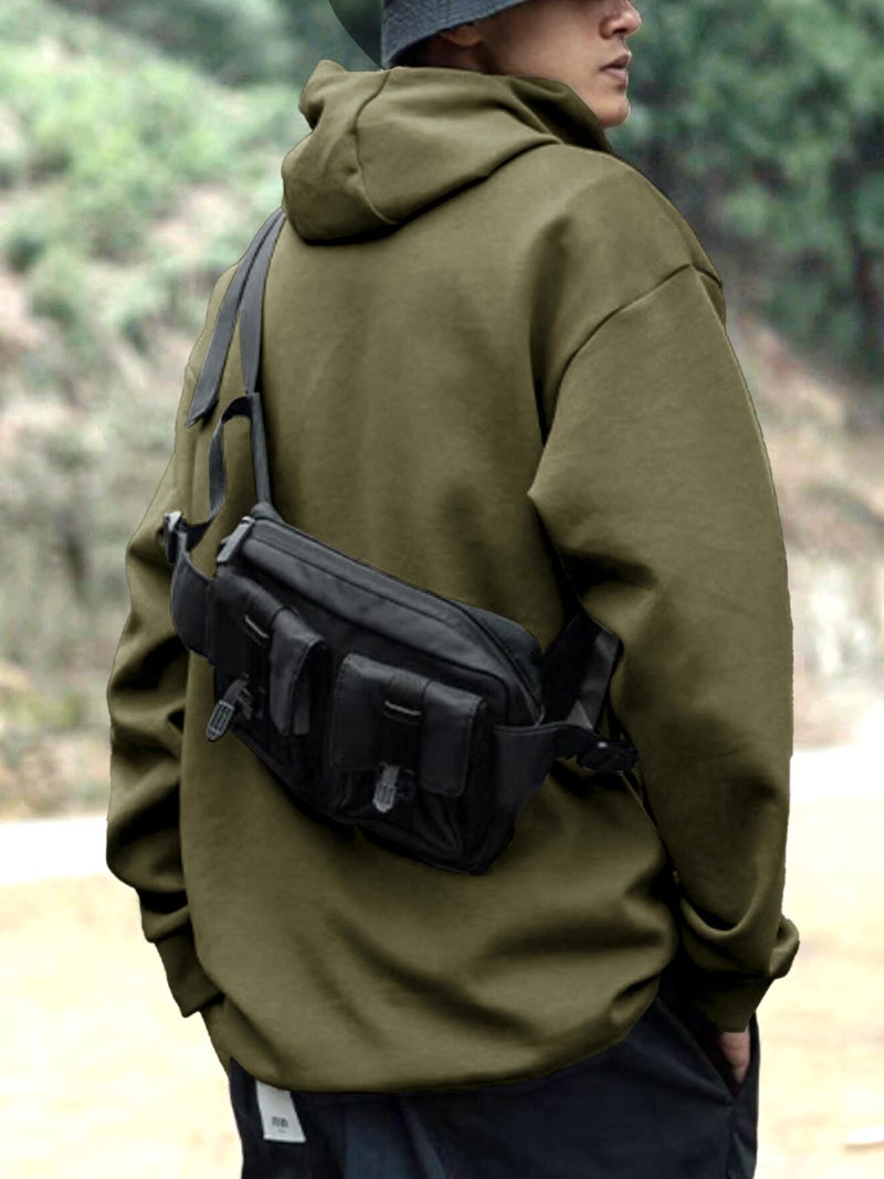Noble Monk Mens Sweatshirt Hoodie with Pocket|Full Sleeve|Winter wear |Drop Shoulder Olive Green - Image 3