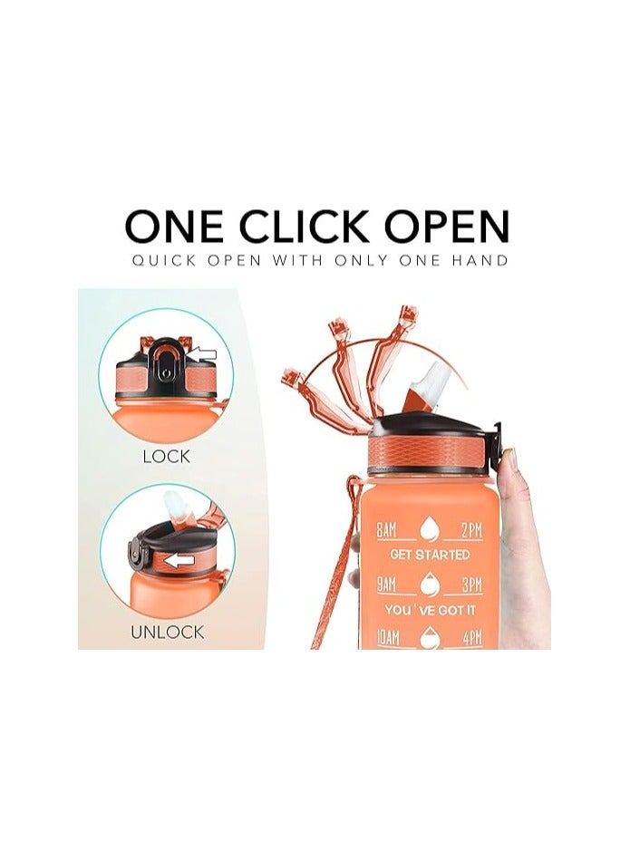 S2C™ Motivational Large Water Bottle 1L Tritan Plastic Water Bottle With Time Markers, Leak Proof Water Bottle For Kids, School Water Bottles Plastic Water Bottle Gym Bottle (BLUE-ORANGE) - Image 4