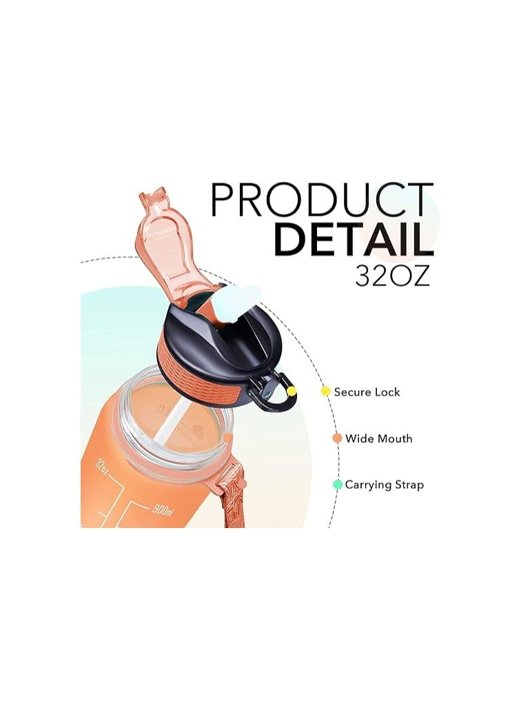 S2C™ Motivational Large Water Bottle 1L Tritan Plastic Water Bottle With Time Markers, Leak Proof Water Bottle For Kids, School Water Bottles Plastic Water Bottle Gym Bottle (BLUE-ORANGE) - Image 5