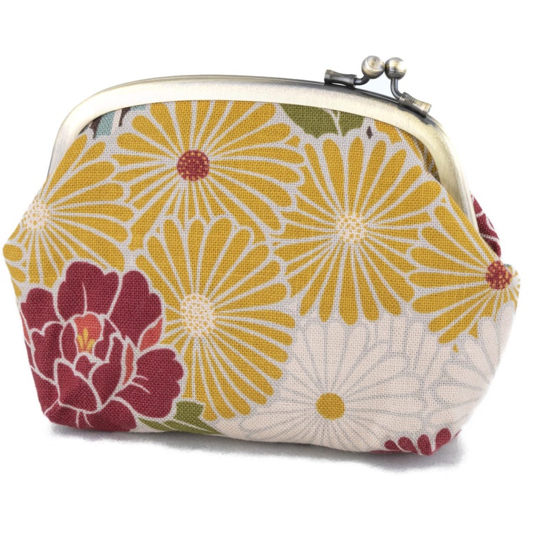noren Vintage Floral Kiss Lock Coin Change Wallet Purses Retro Flower LineBlue Tiny Slim Small Makeup Cosmetic BagMade in Japan Pouch for Women - Image 2