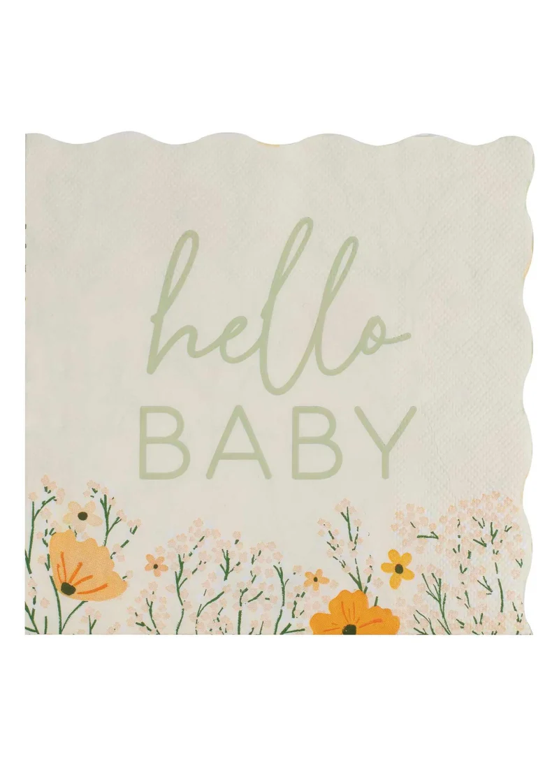 Ginger Ray  Floral Hello Baby Paper Napkin - Pack of 16 for Women | Best Price UAE