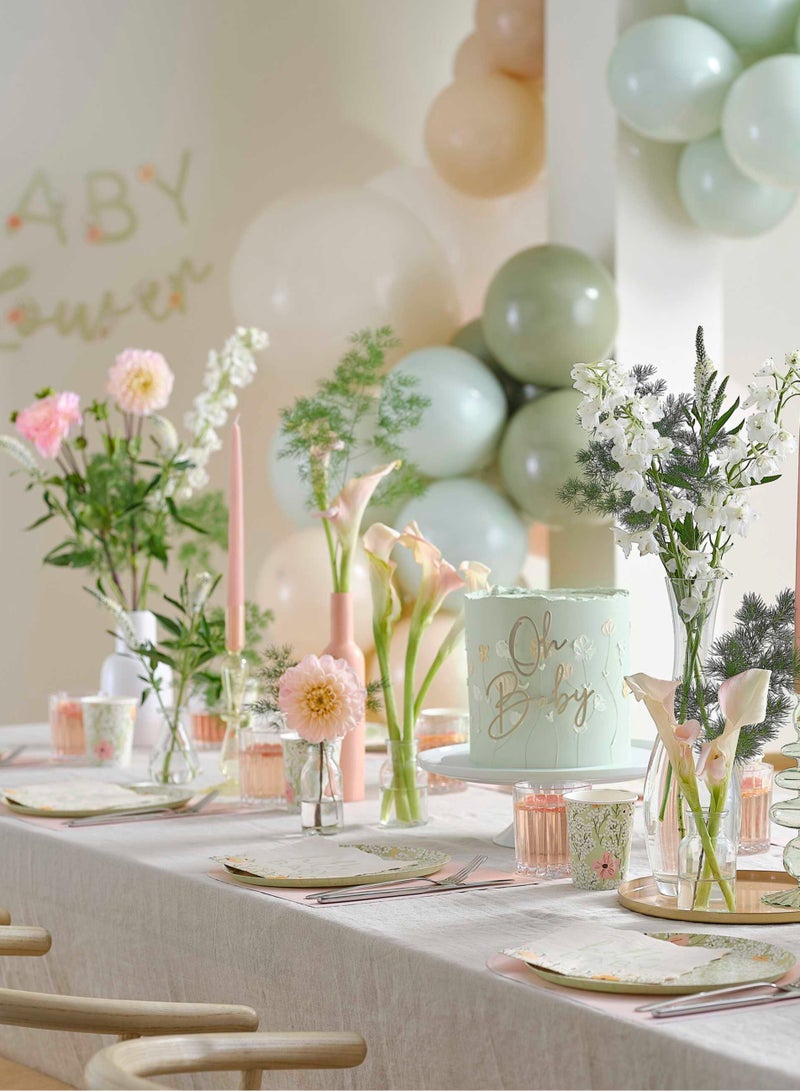 Ginger Ray Floral Hello Baby Paper Napkin - Pack of 16 - Image 4