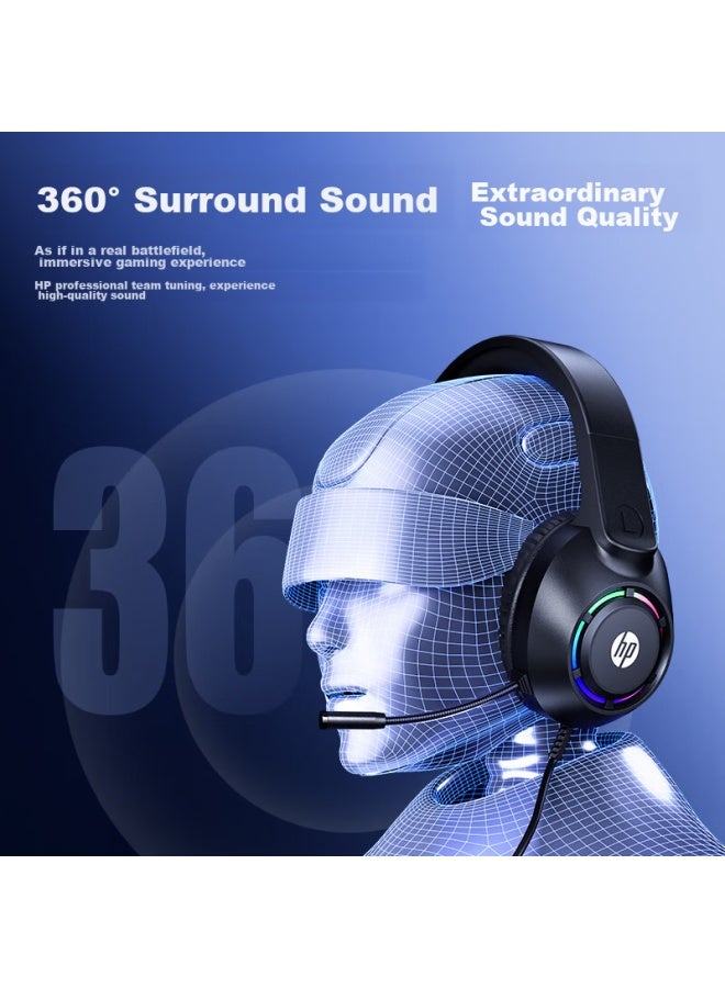 Hp Wired Headphones With Noise Cancellation, Stereo Surround Sound For Gaming, Study And Entertainment, Universal, With Microphone And Usb Interface - Image 2