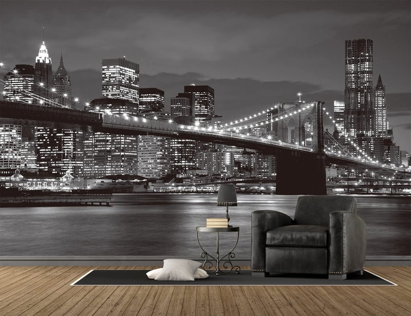 Reyhui Brooklyn Bridge and New York City Wall Murals Large Photo Wallpaper Murals for Wall Living Room Bedroom Dining RoomNot SelfAdhesive 151inchx105inch 385x268cm