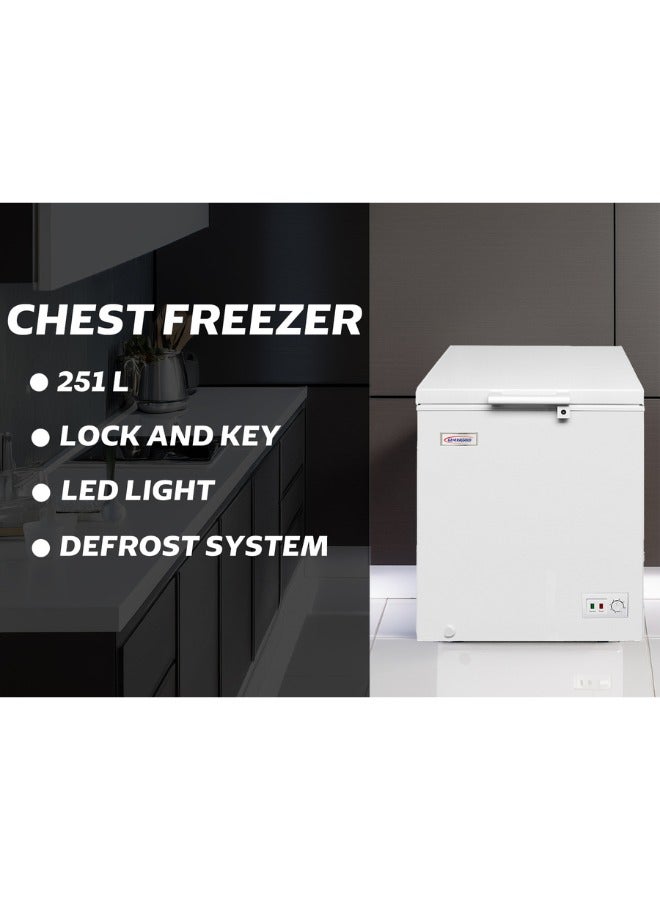 جينيرال جولد فريزر أفقي من General Gold بسعة 251 لتر، باللون الأبيض، مزوّد بإضاءة LED وقفل بمفتاح، حل تخزين واسع وموفّر للطاقة - Image 2