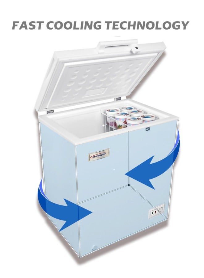 جينيرال جولد فريزر أفقي من General Gold بسعة 251 لتر، باللون الأبيض، مزوّد بإضاءة LED وقفل بمفتاح، حل تخزين واسع وموفّر للطاقة - Image 4