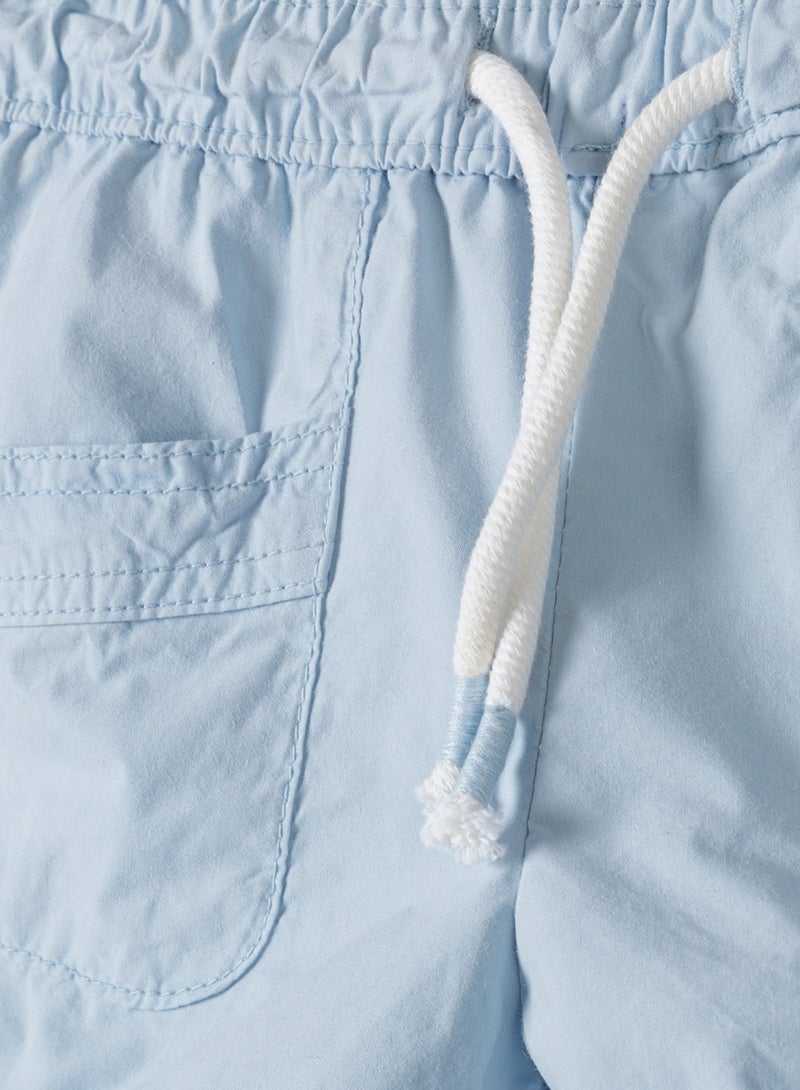 مينوتي شورت قطني بناتي مزين بكشكش وحزام خصر برباط - Image 3