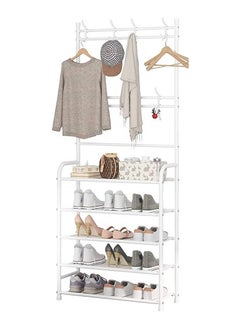 AIWANTO 5-Tier Stainless Steel Coat And Shoes Rack For Home White  - Image 1